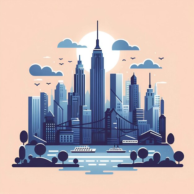 New York City flat vector skyline