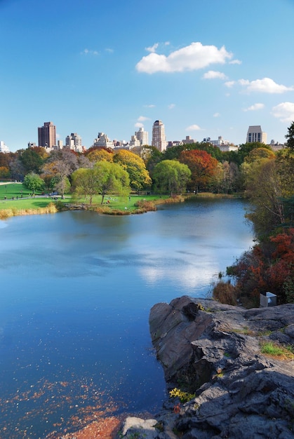 New york city manhattan central park meer herfst