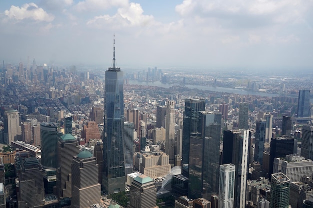 New york city manhattan helikoptervlucht luchtfoto stadsgezicht