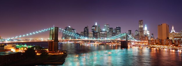 New york city manhattan skyline brooklyn bridge panorama