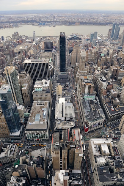 New York City Manhattan street aerial view