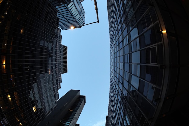 New york city night skyscraper cityscape from street