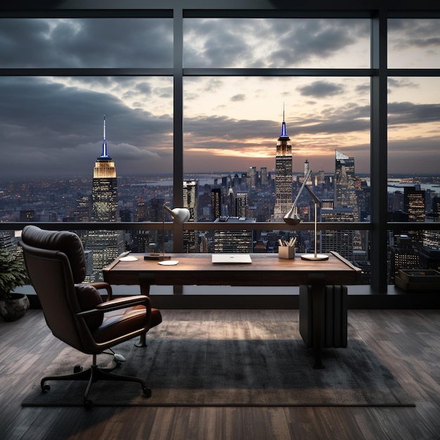 New York City office with a view of the Empire State Building