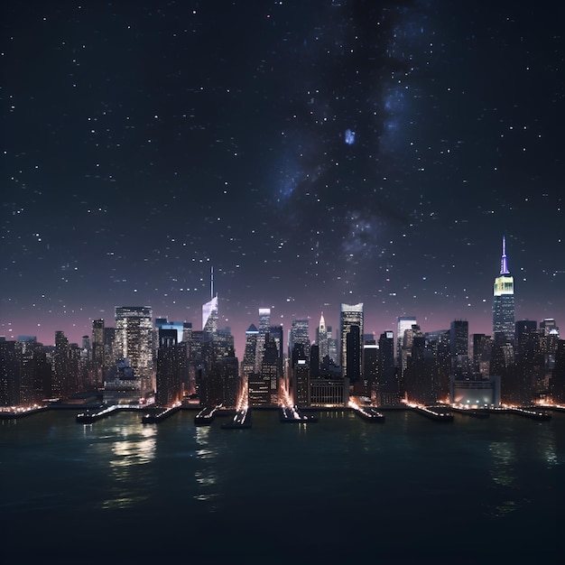 New York City op een sterrenrijke nacht