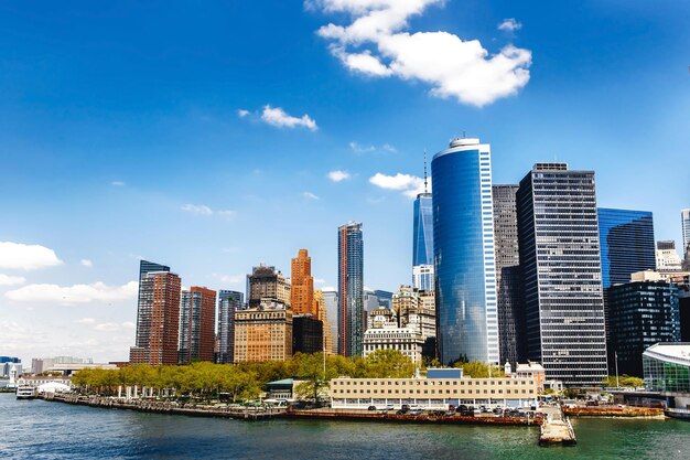 Foto panorama di new york city con skyline di manhattan