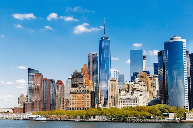 Foto panorama di new york city con manhattan skylinexaxa