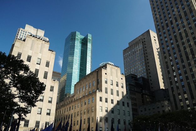 New york city skycrapers from street