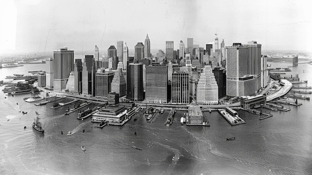 the new york city skyline in the early 1940s