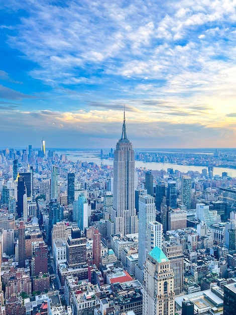 New York City skyscrapers at sunset NYC USA