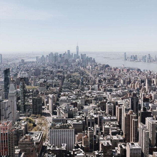 Foto new york city straten gebouwen skyline view