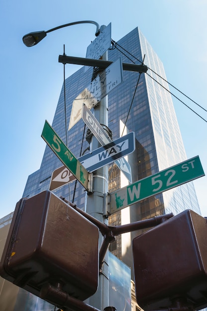 New York City, street sign post.