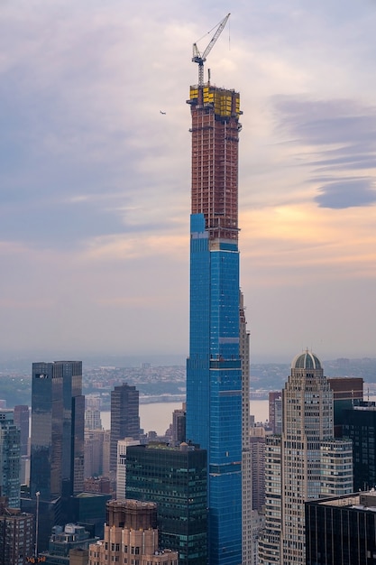 Photo new york city sunset skyline view