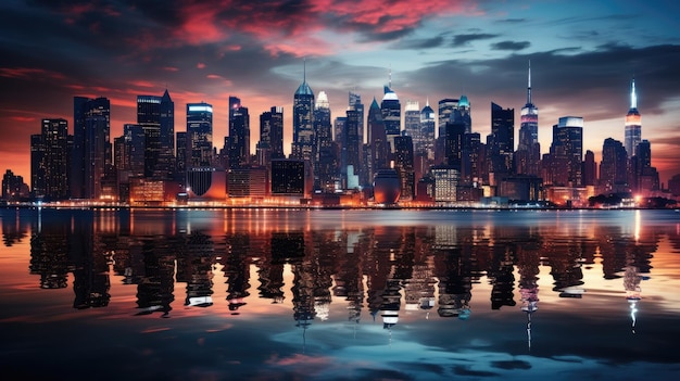 Photo new york city sunset