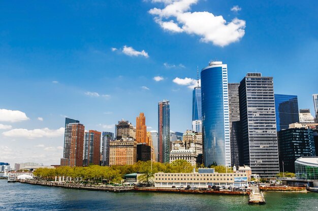 New York City view with Manhattan Skyline over Hudson River