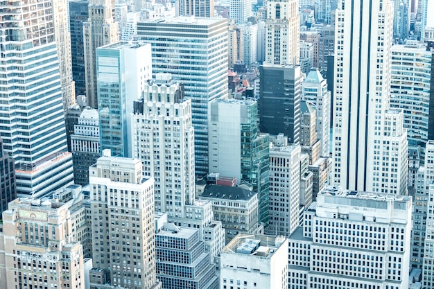 New york city wolkenkrabbers in midtown manhattan luchtfoto panoramisch uitzicht
