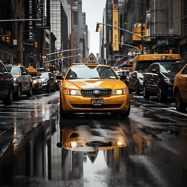 Желтые такси Нью-Йорка, все остальное черное