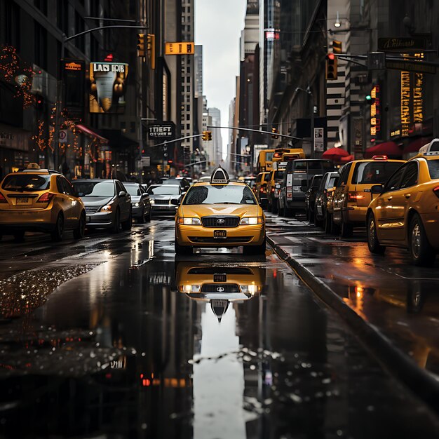 Желтые такси Нью-Йорка, все остальное черное