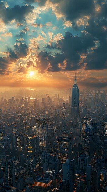 Photo new york cityscape sunset