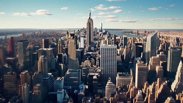 New York NY USA Weergave van midtown Manhattan vanuit helikopter Generatieve AI