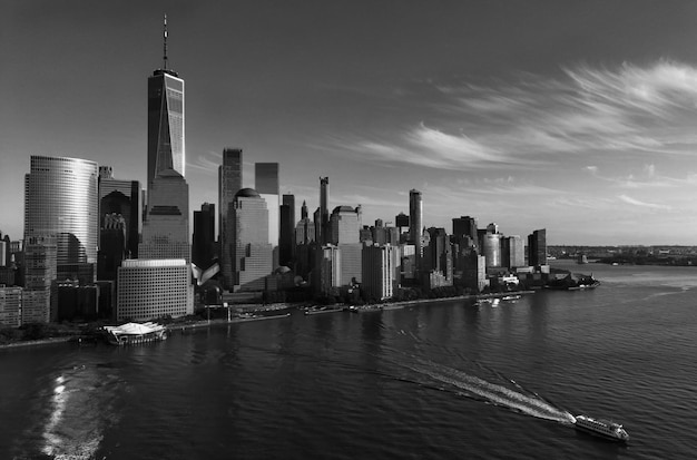 Photo new york skyline manhattan view from jersey new york skyscraper aerial view of big apple new york