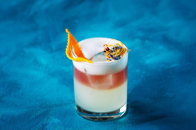 New York Sour cocktail with orange peel garnish