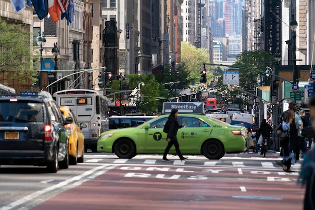 NEW YORK, USA - MAY 5 2019 - City streets congested traffic jam