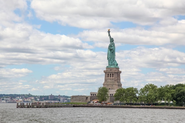 New york USAJune 15 2018The Statue of liberty look from beside is American landmark have famous in New York USA