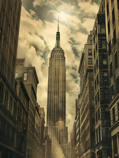 Foto vista di new york con l'empire state building edifici superalti grandi edifici punti di riferimento urbani