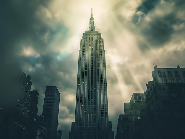 Foto vista di new york con l'empire state building edifici superalti grandi edifici punti di riferimento urbani