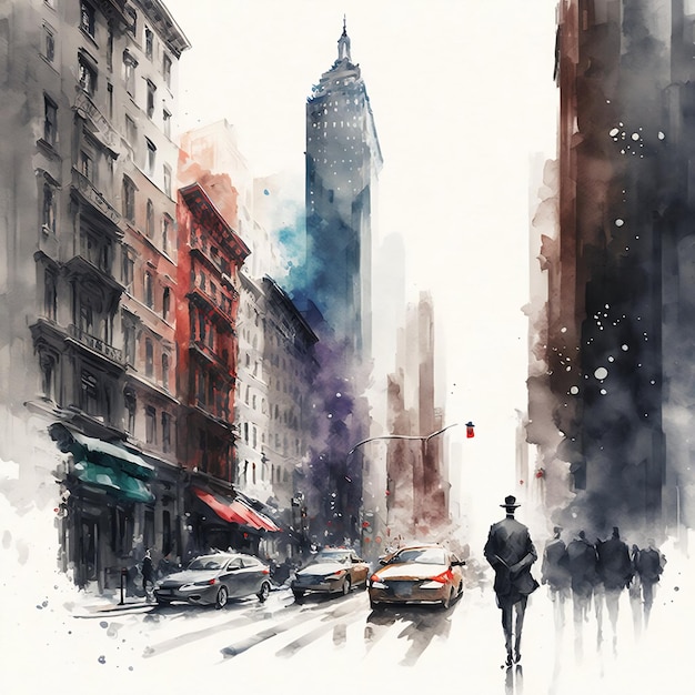 New Yorkse aquarel