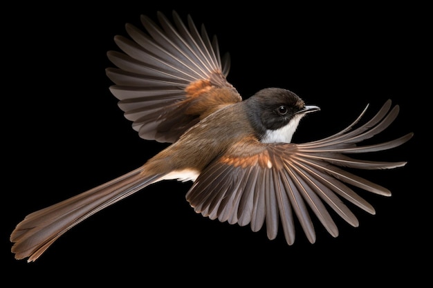 Photo new zealand fantail bird on a black background