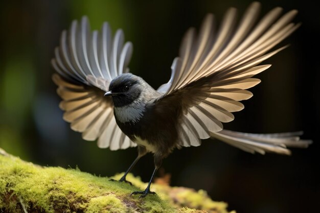 Photo new zealand fantail bird in the wild