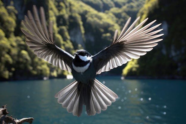 Photo new zealand fantail bird in the wild