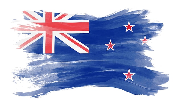Мазок кисти флага Новой Зеландии, национальный флаг на белом фоне