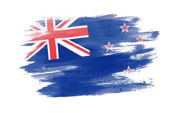 ニュージーランドの旗のブラシストローク、白い背景の上の国旗