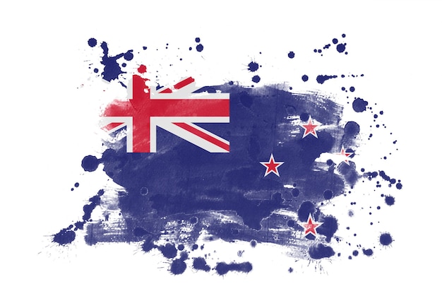 New Zealand flag grunge painted background