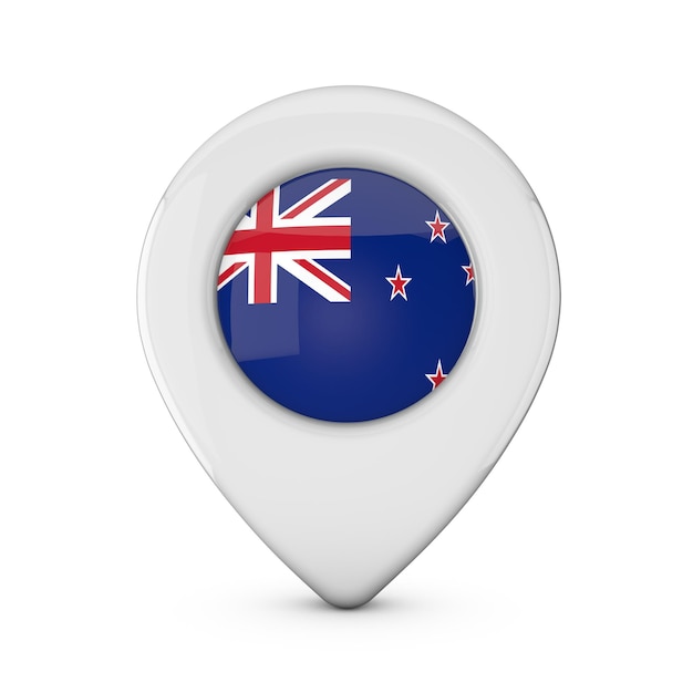 New Zealand flag location marker icon 3D Rendering