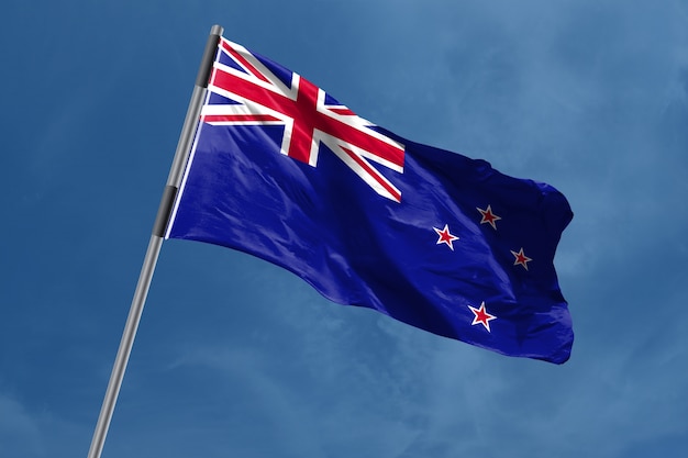 뉴질랜드 깃발을 흔들며
