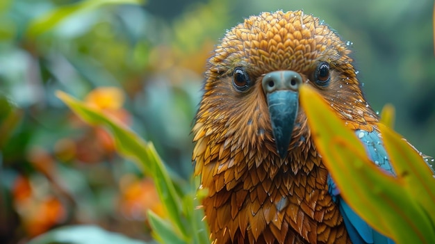 Photo new zealand kea sits on a branch