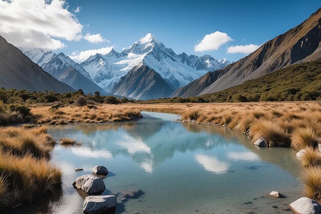 Photo new zealand scenic mountain landscape shot at mount cook national