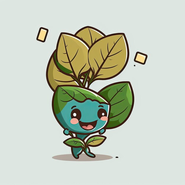 New zealand spinach vegetable cute playful flat icon by generative ai