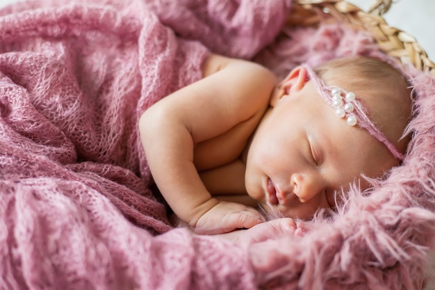 Newborn baby beautiful baby girl. Selective focus. people.