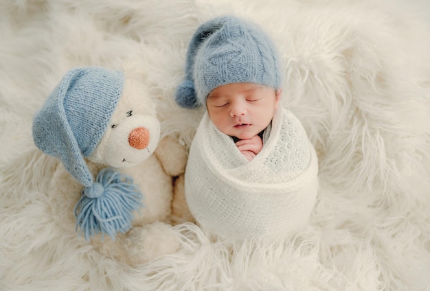 Newborn baby boy portrait