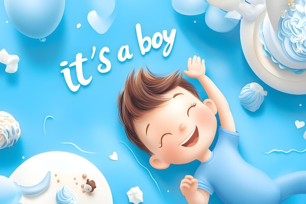 Newborn baby celebration for boy Its a boy Blue Its a boy new born baby text on sign board wit