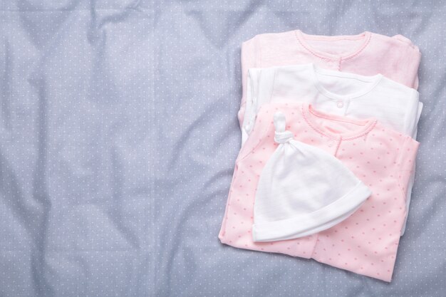 Newborn baby girl clothes ,top view