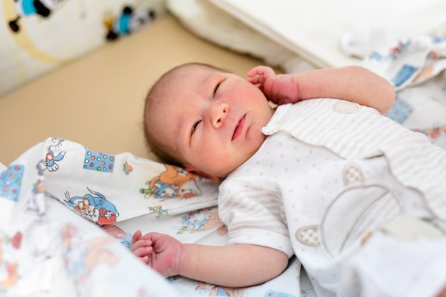 Newborn baby. Little child in medicine hospital. Medical health care. 