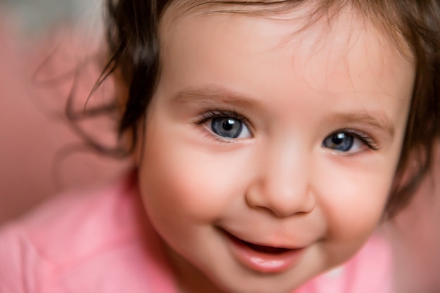 newborn baby toddler girl in baby bed