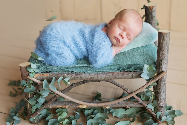 newborn boy  sleeping at home