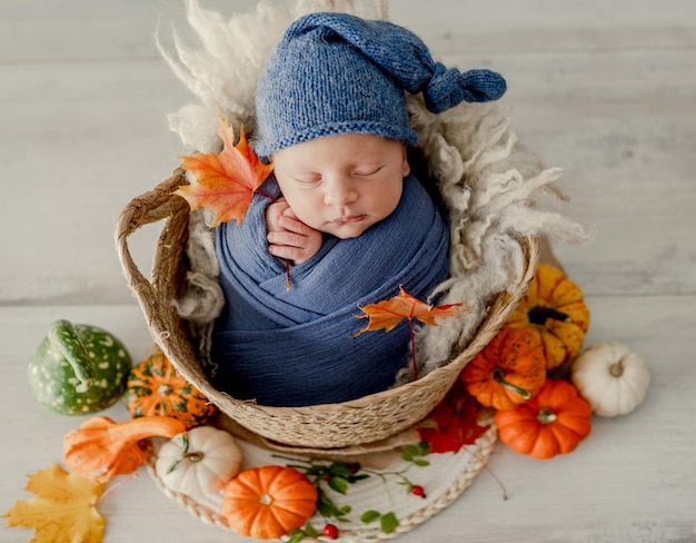 Newborn boy studio portrait