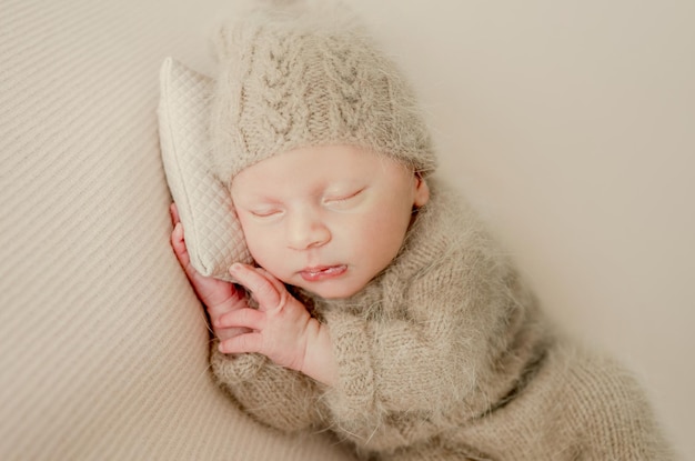 Newborn boy studio portrait